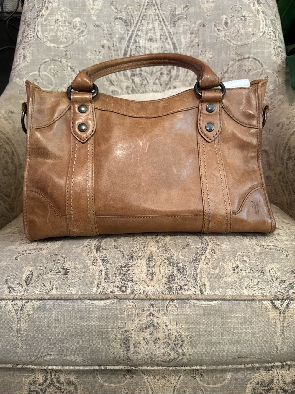Frye Cognac Leather Carryall Satchel - Picture 2 of 12